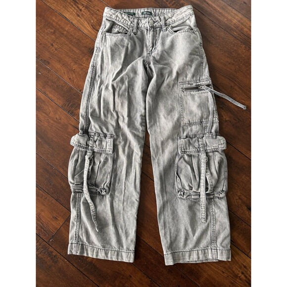 Wild Fable Grey Mid Rise Cargo Junior Jeans Size 00R - Picture 1 of 7